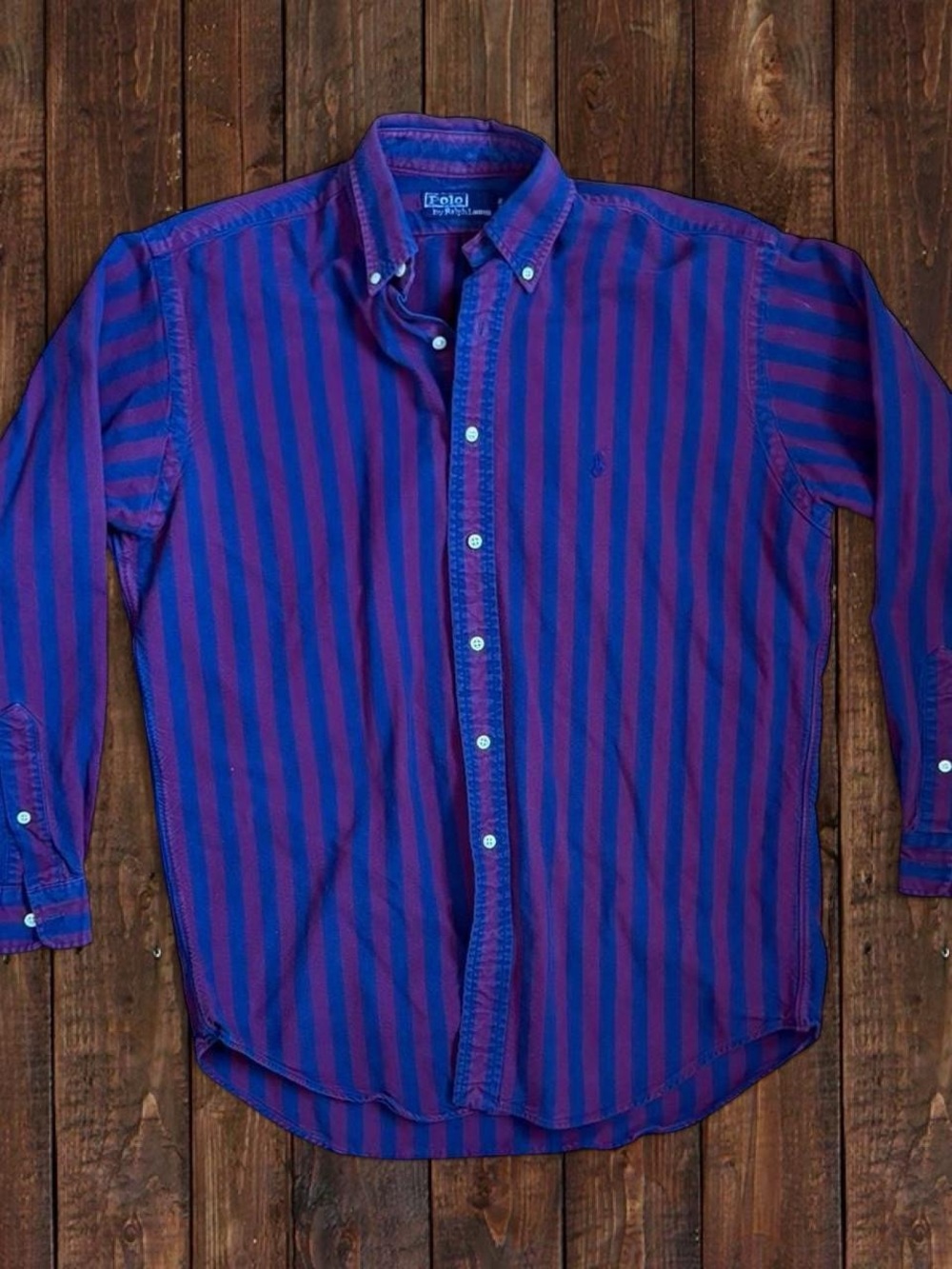 Polo by Ralph Lauren Purple and Blue Vertical Stripe Button-Down Shirt